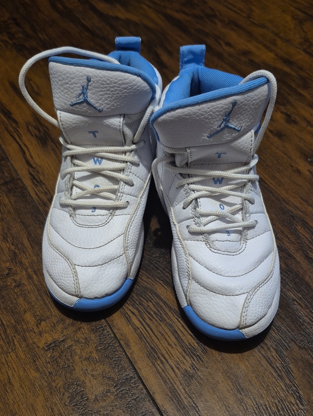Nike Jordan 12 Kids' White and Light Blue Basketball Shoes